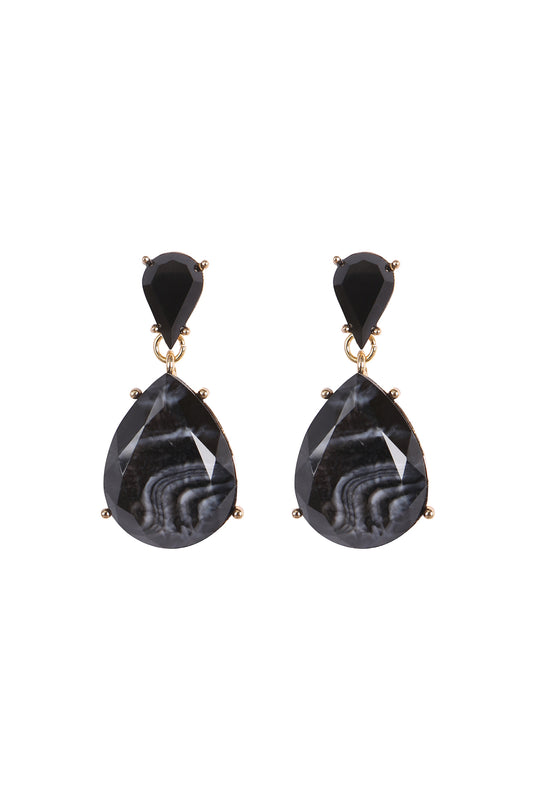 Double Teardrop Resin Stone Drop Earrings