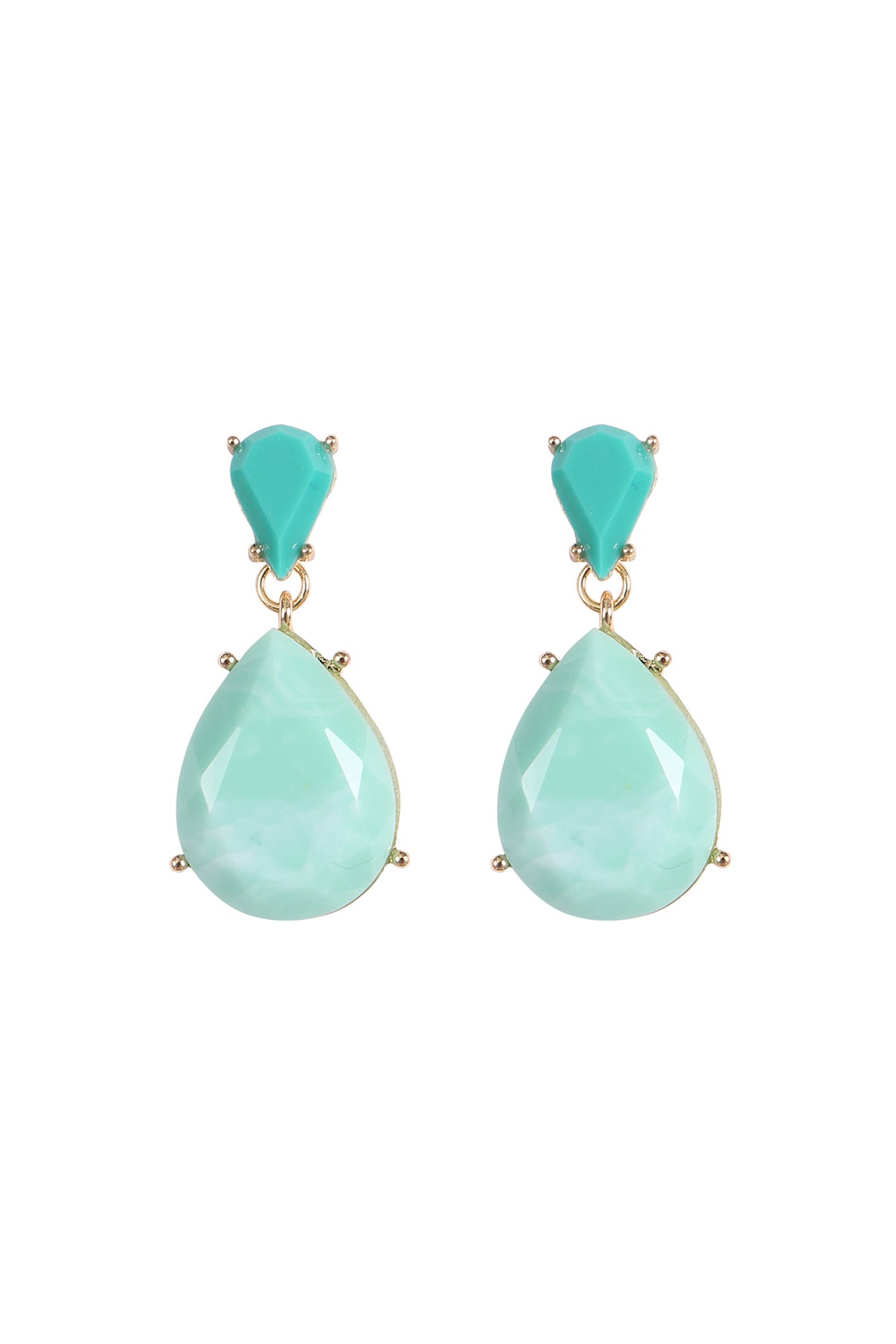 Double Teardrop Resin Stone Drop Earrings