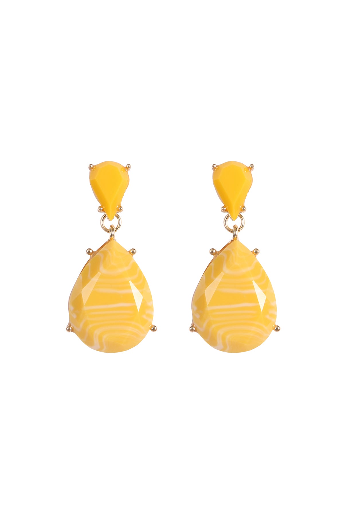 Double Teardrop Resin Stone Drop Earrings