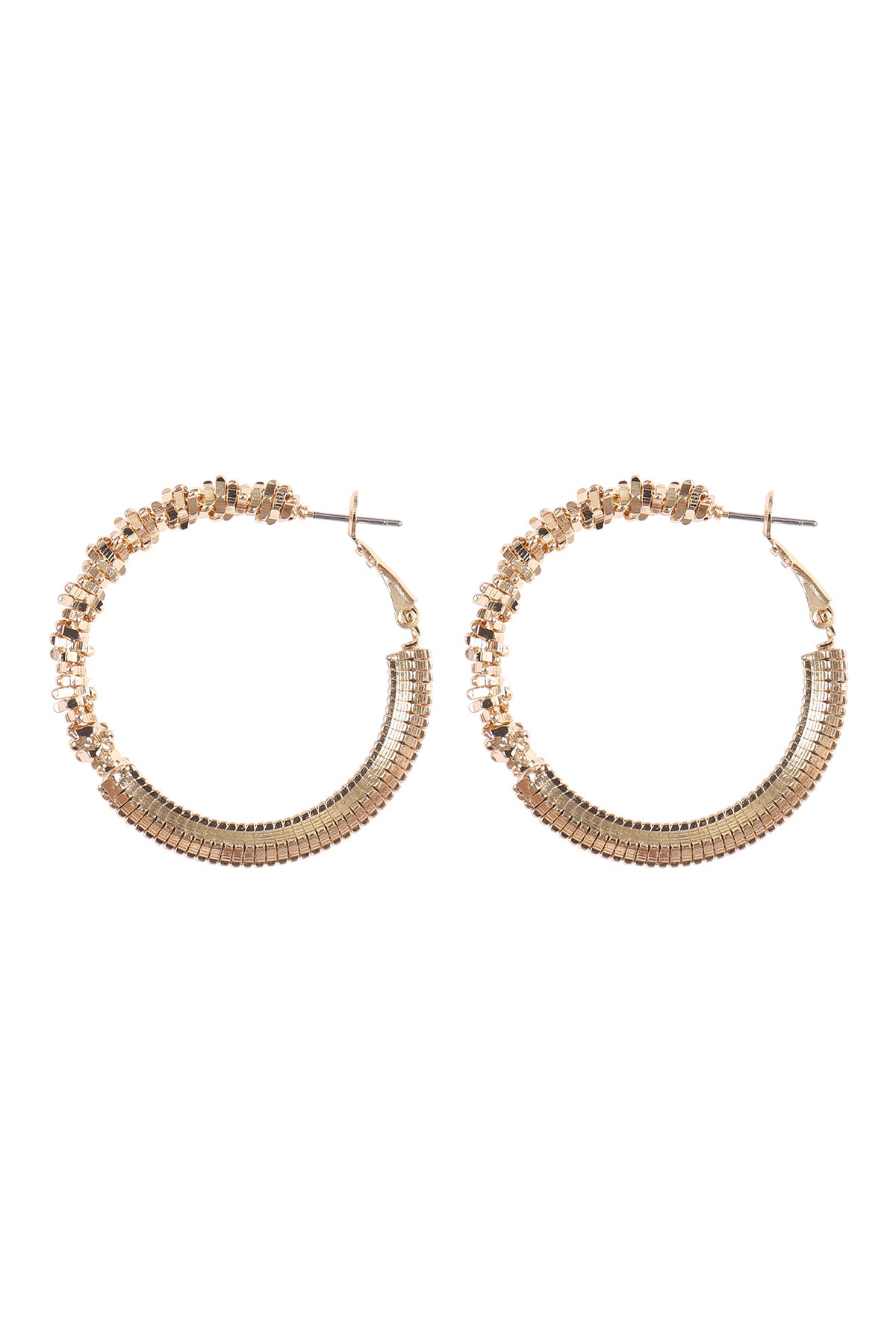 Abstract Textured Hoop Lock Earrings