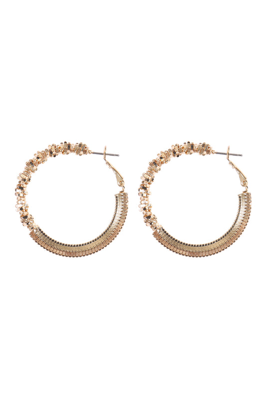 Abstract Textured Hoop Lock Earrings