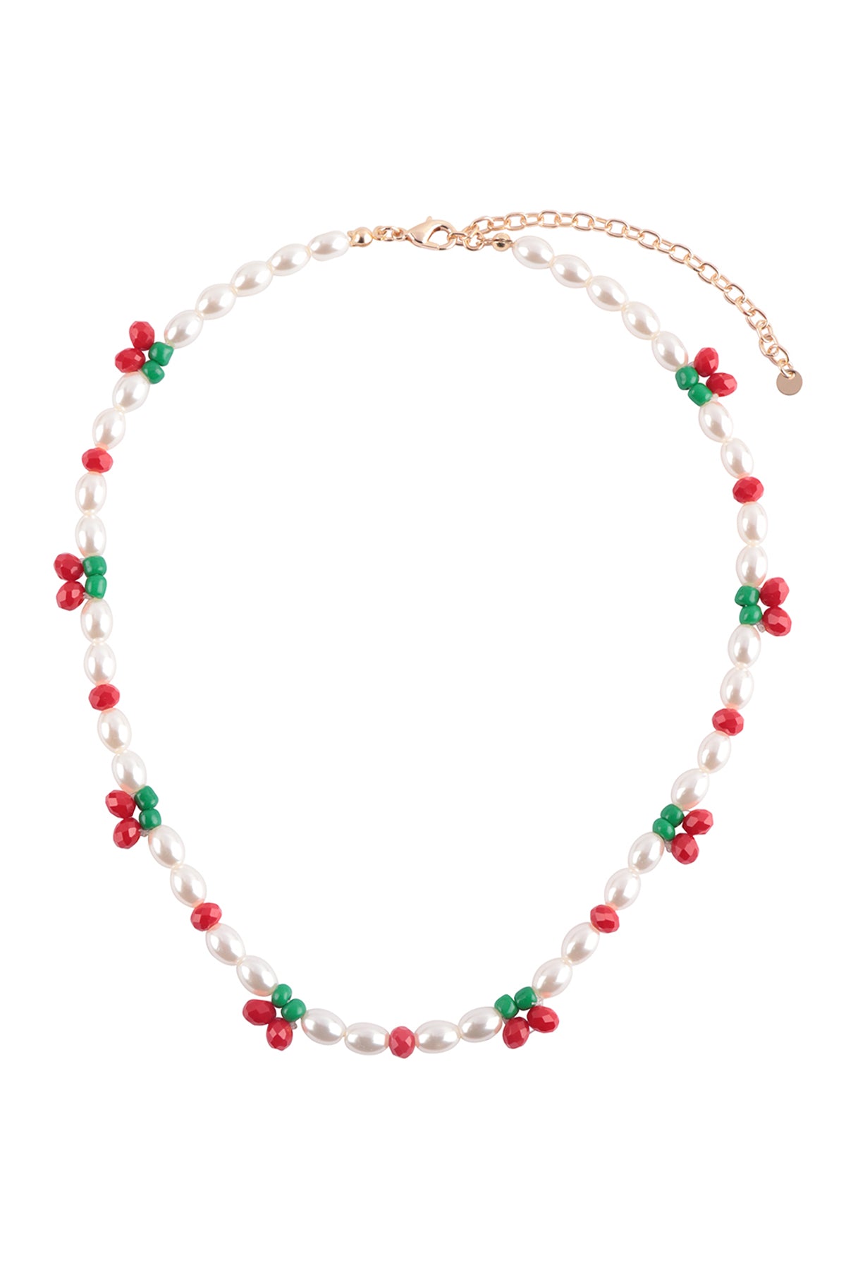Cherry and Pearl Beaded Necklace