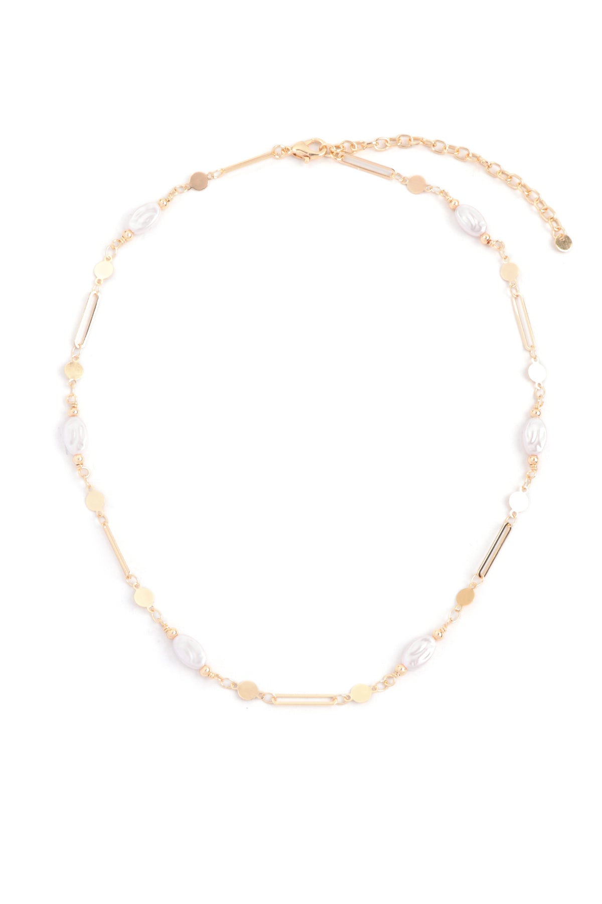 Oval Pearl Stationary Chain Necklace