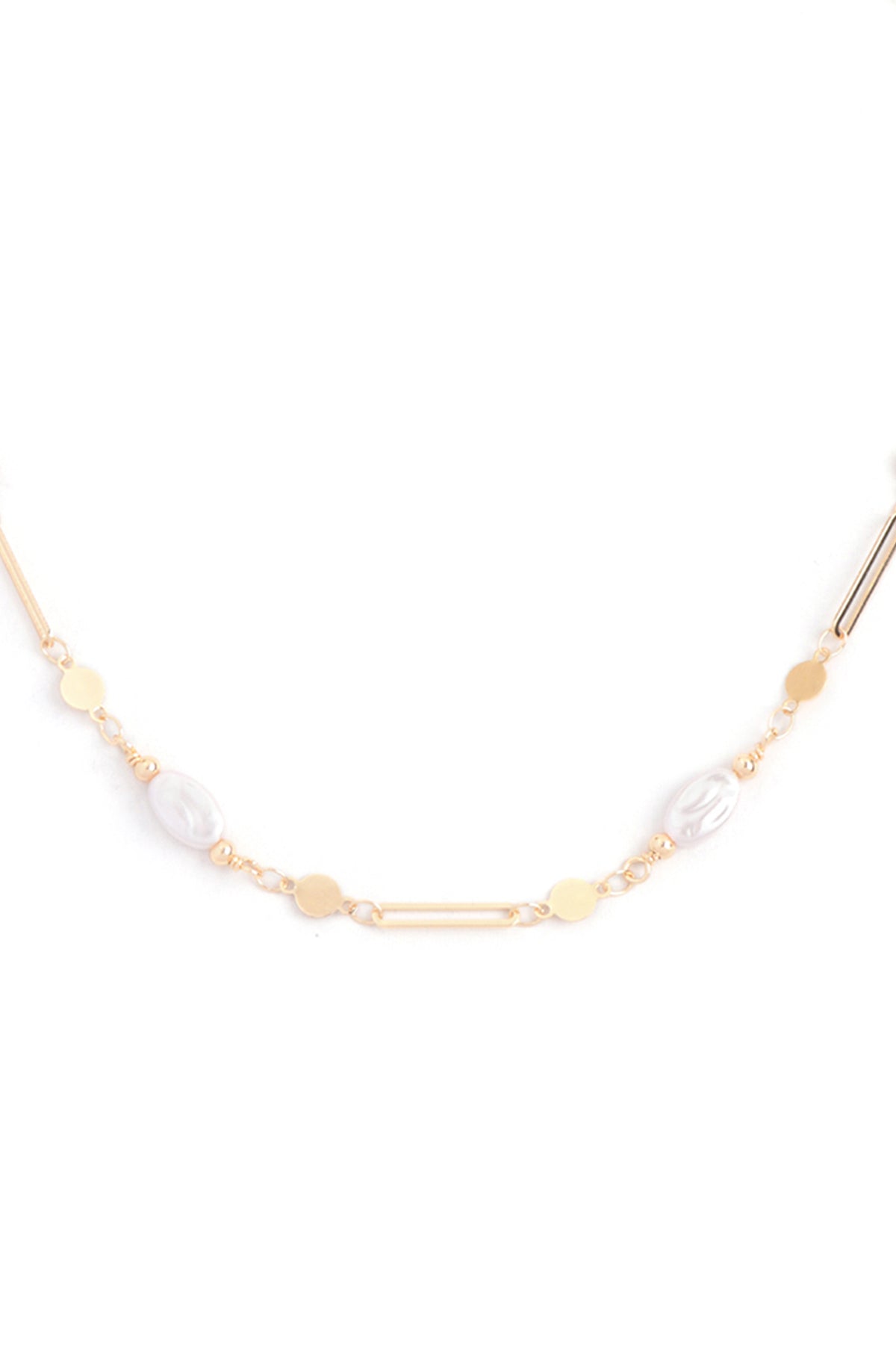 Oval Pearl Stationary Chain Necklace