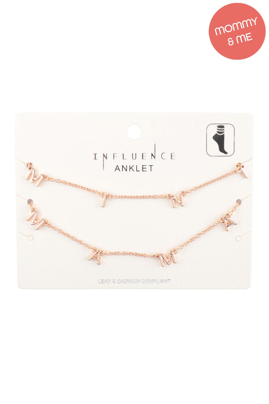 Mama & Mini Letter Stationary 2 Set Anklet