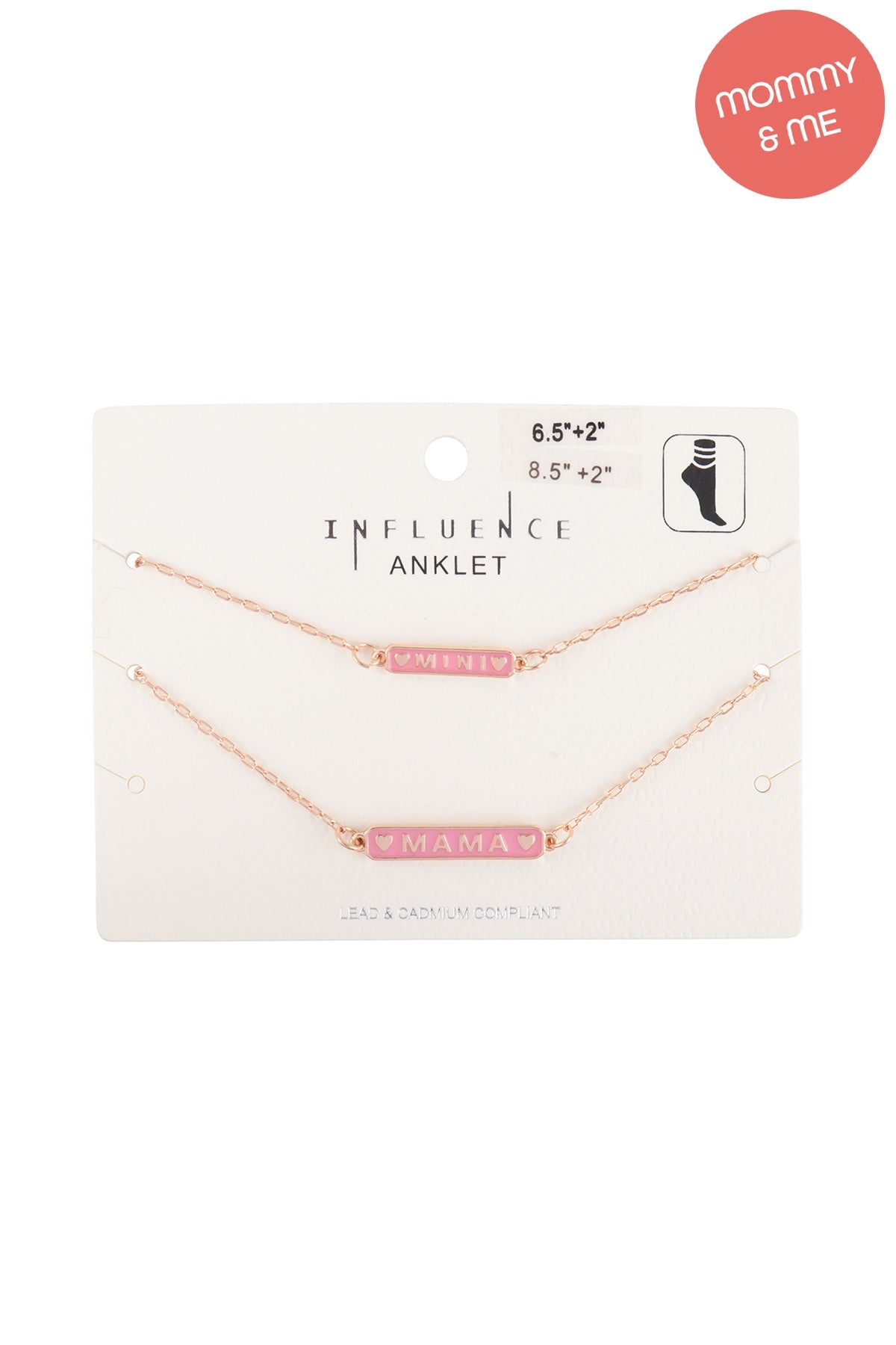 Personalized "Mama & Mini" Bar Shaped Enamel 2 Set Anklet