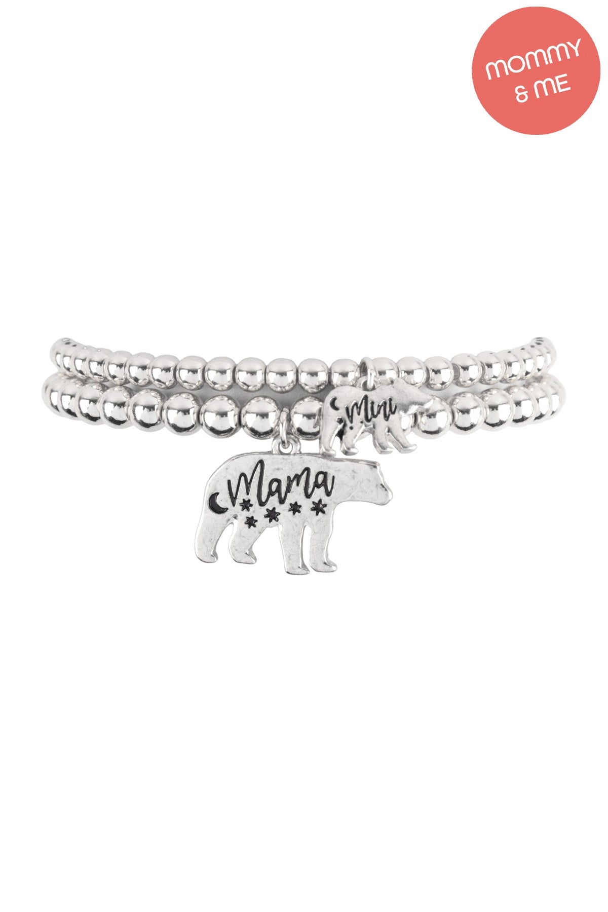 CCB Mini Bear Mama Bear 2 Set Charm Stretch Bracelet