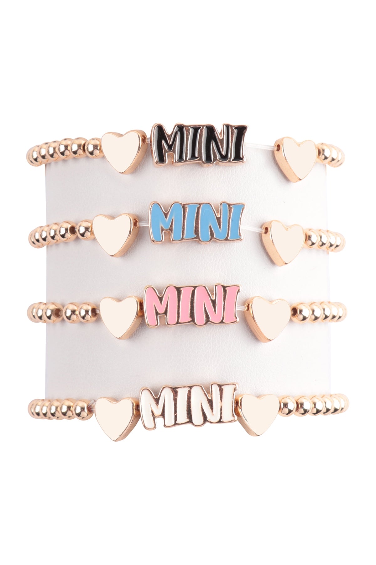 Mini & Mama Heart CCB Charm Stretch Bracelet Set