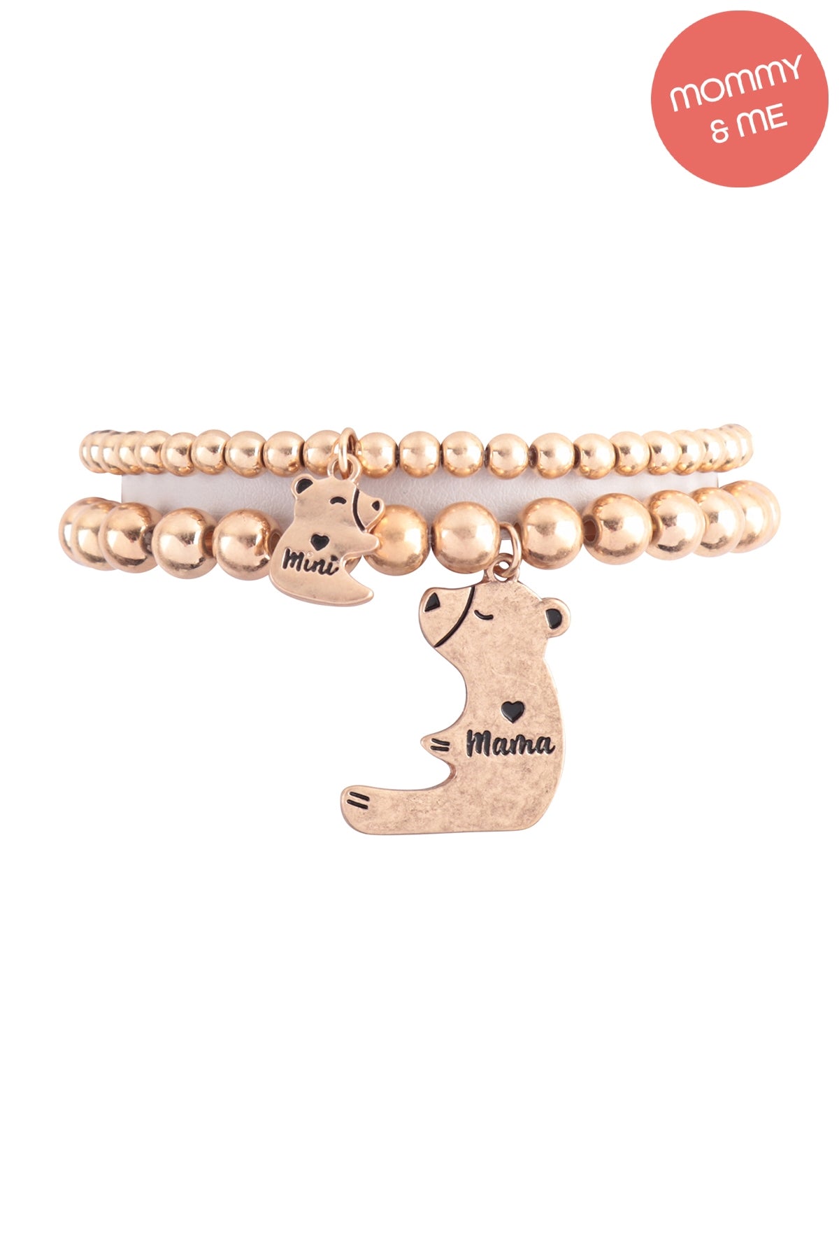 Mama Bear & Baby Bear Charm Stretch CCB Bracelet