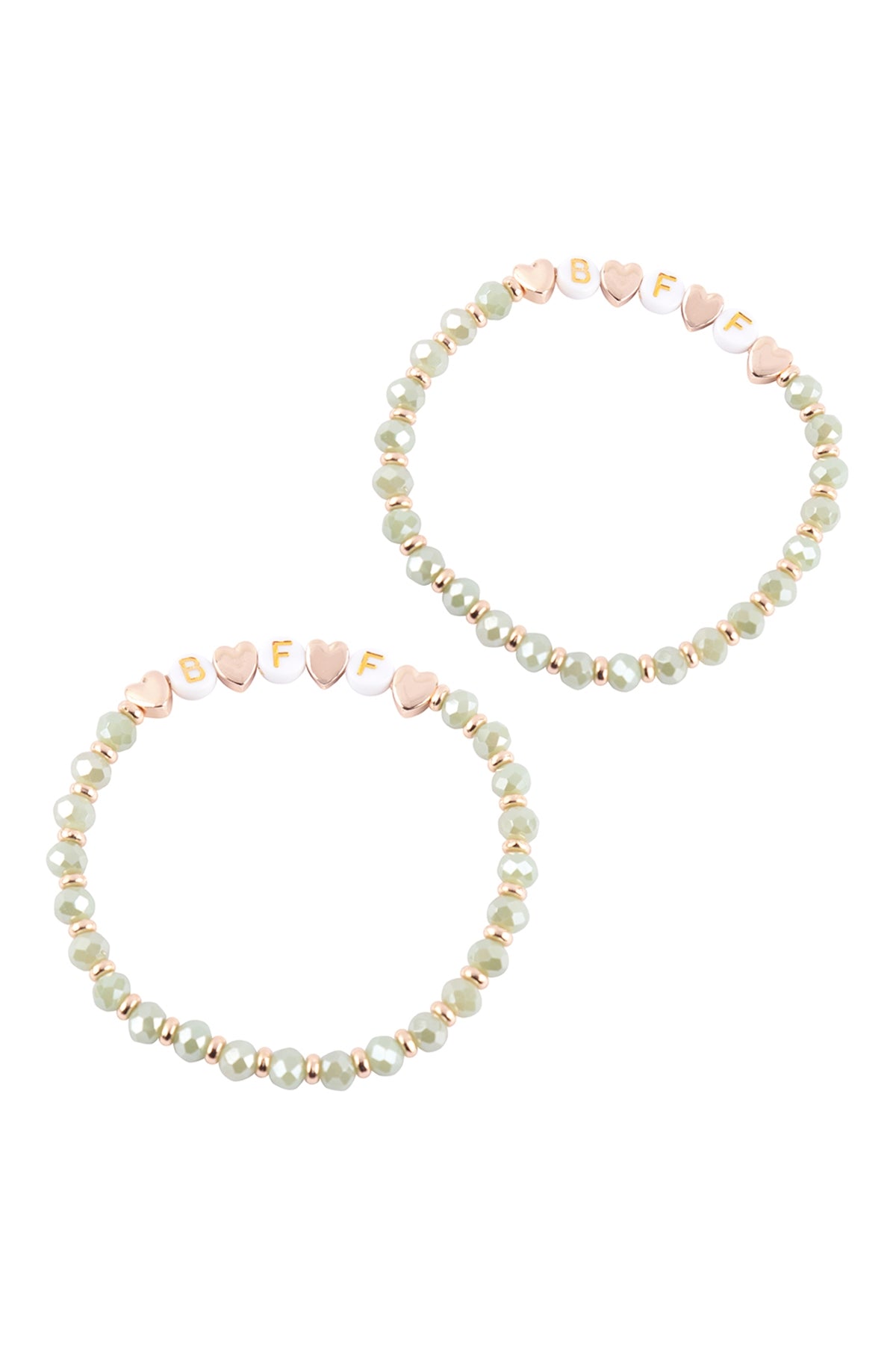 "BFF" Letter Heart Beads Stretch Bracelet Set