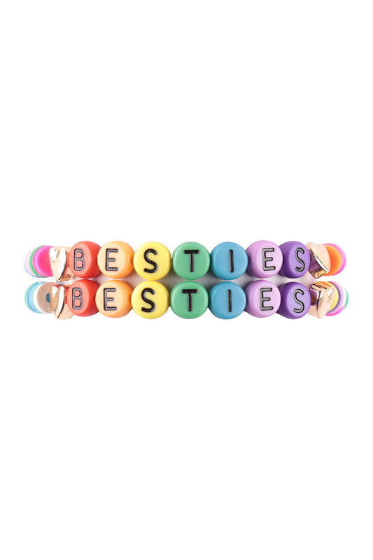 "Besties" Letter Rubber Beads Stretch Bracelet