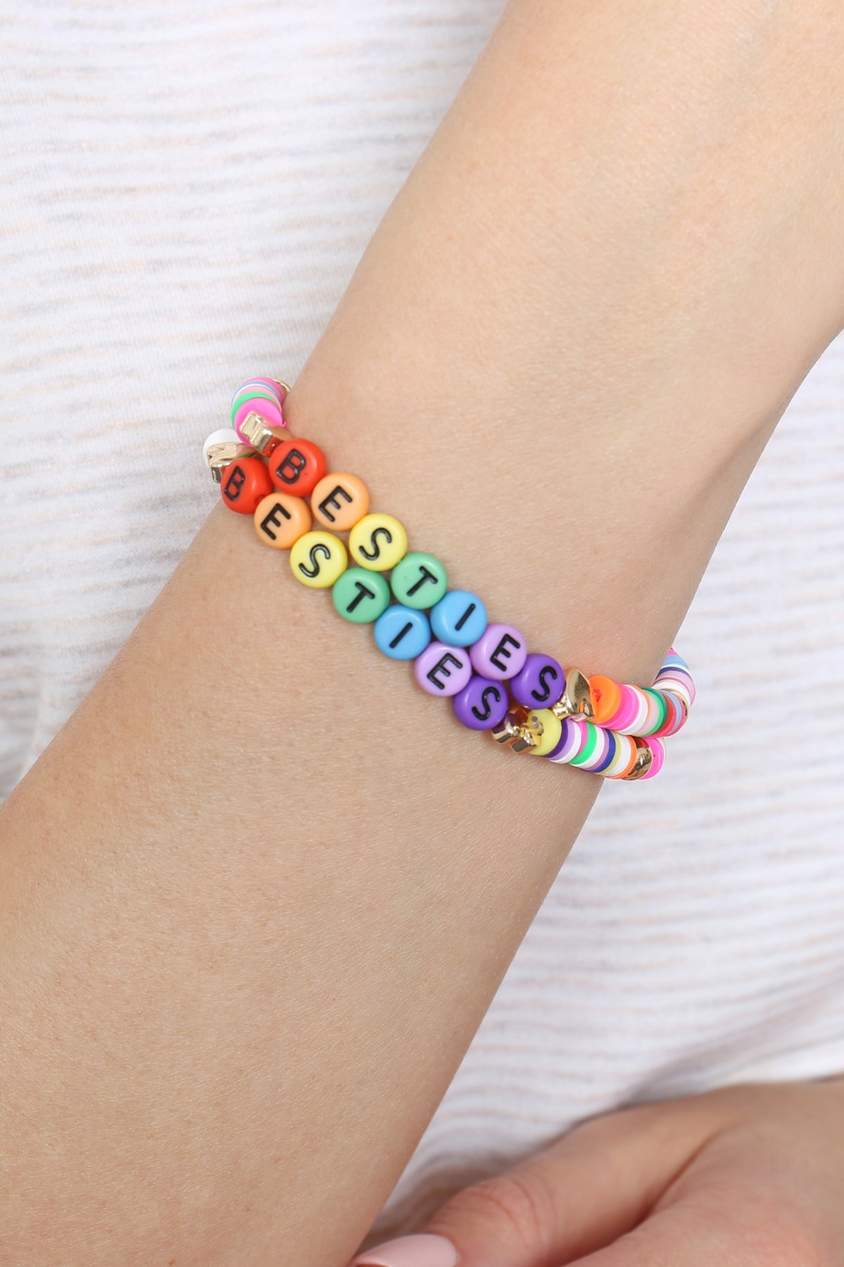 "Besties" Letter Rubber Beads Stretch Bracelet