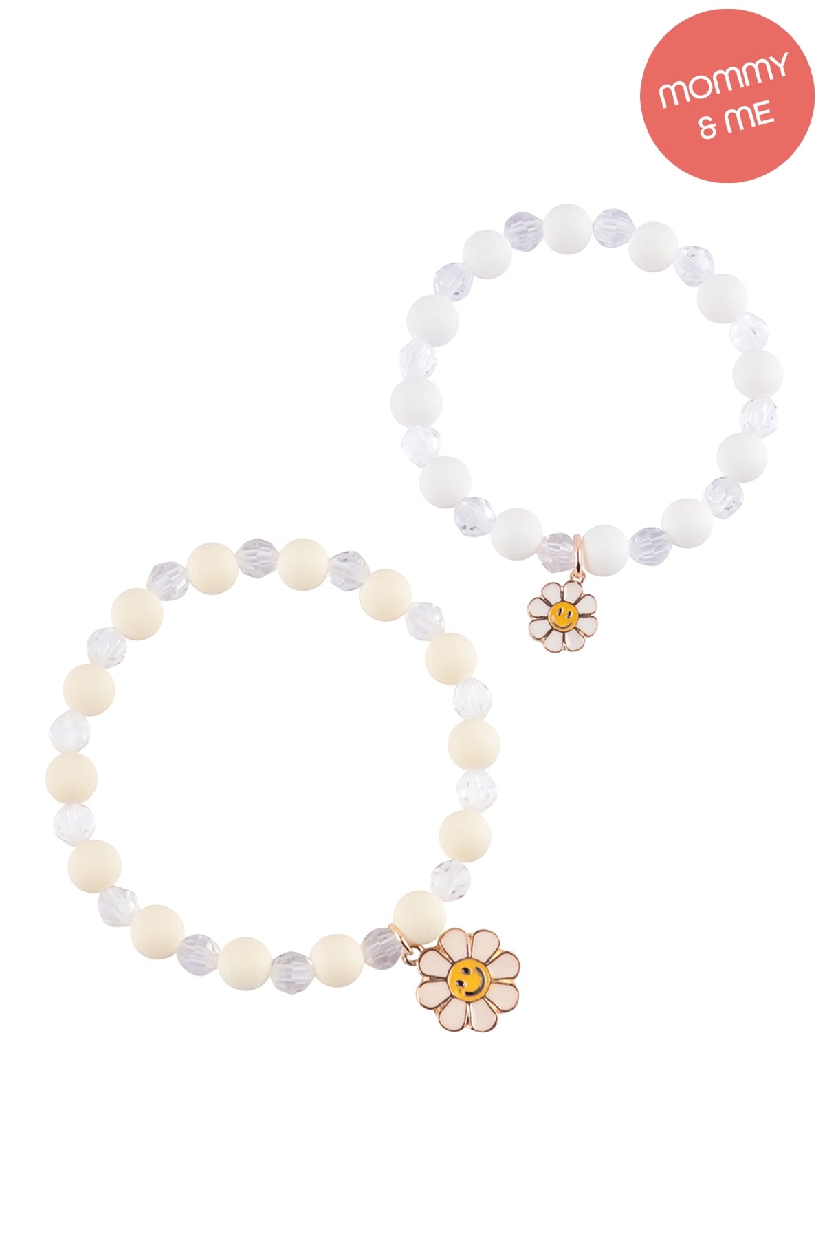Mama & Mini Smile Flower Enamel Charm Bracelet Set