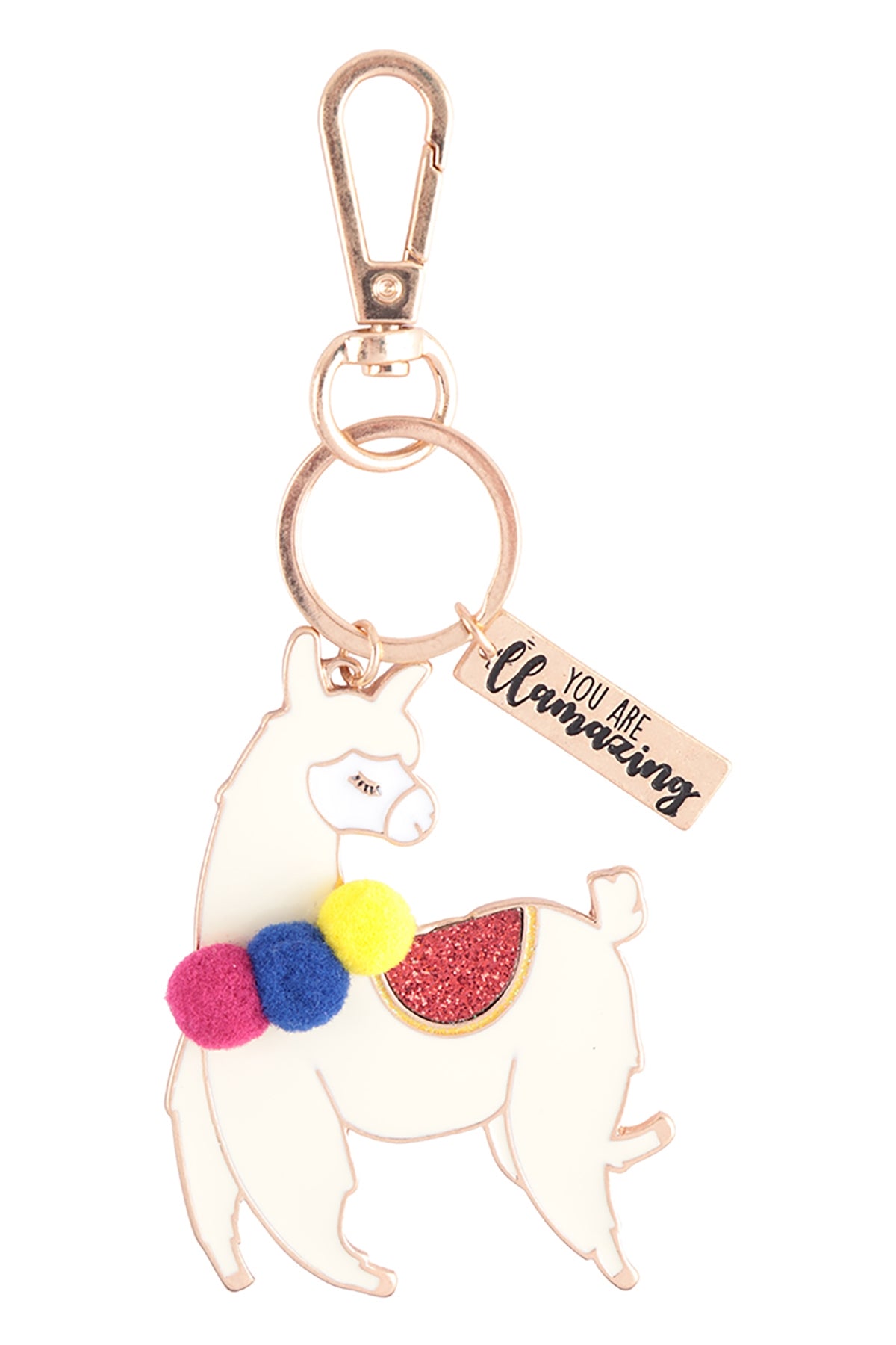 Llama with "You are Llamazing" Keychain