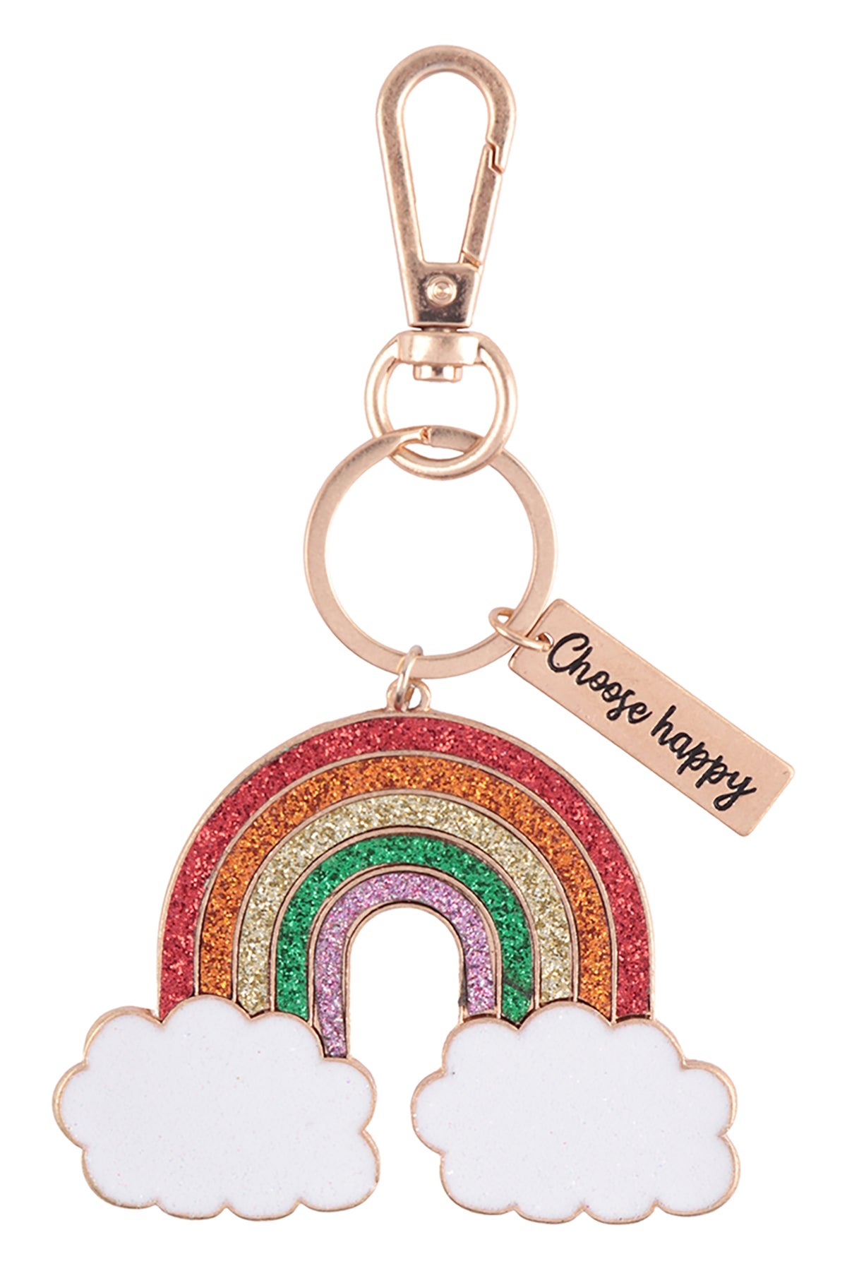Rainbow with "Choose Happy" Enamel Keychain