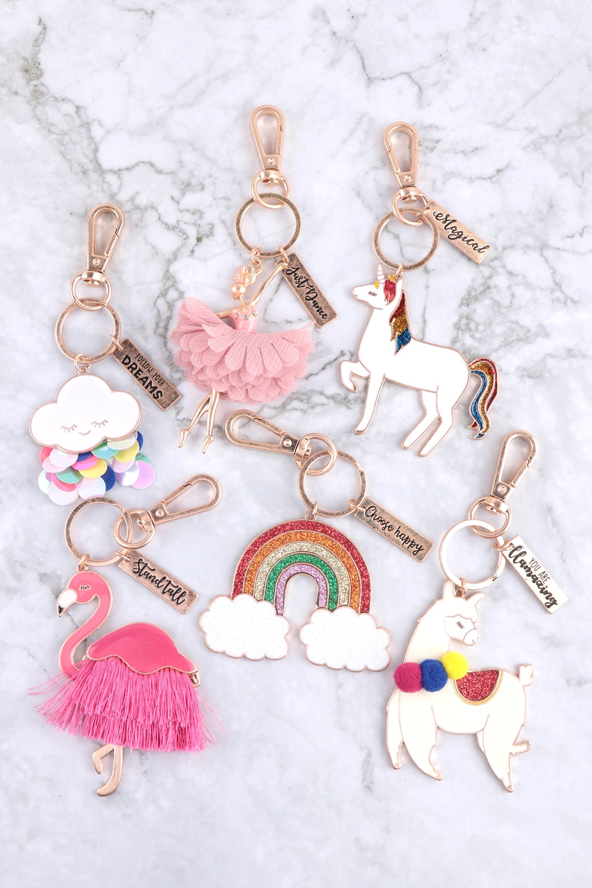 Rainbow with "Choose Happy" Enamel Keychain