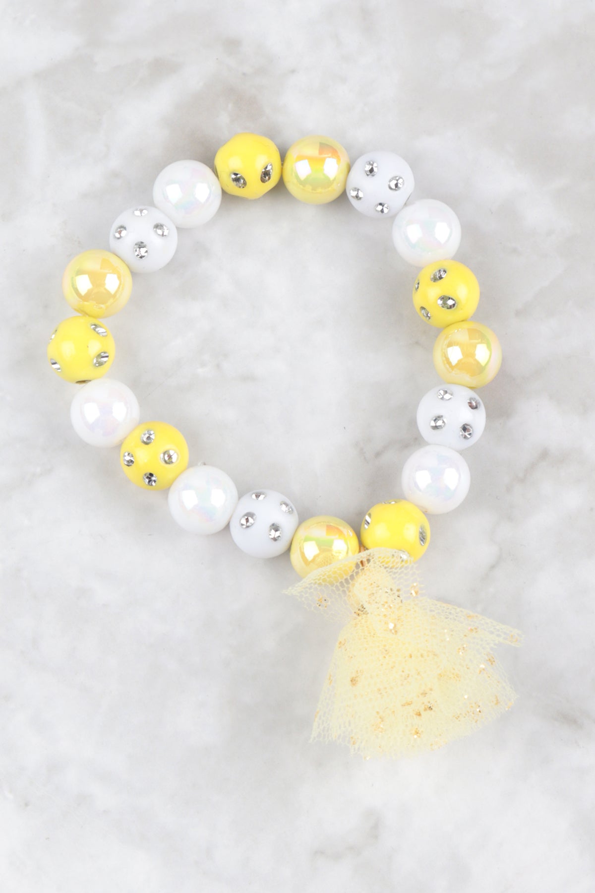 Crown Glass Beads Rhinestone Jewelry 14" Necklace and 6.25" Bracelet Set
