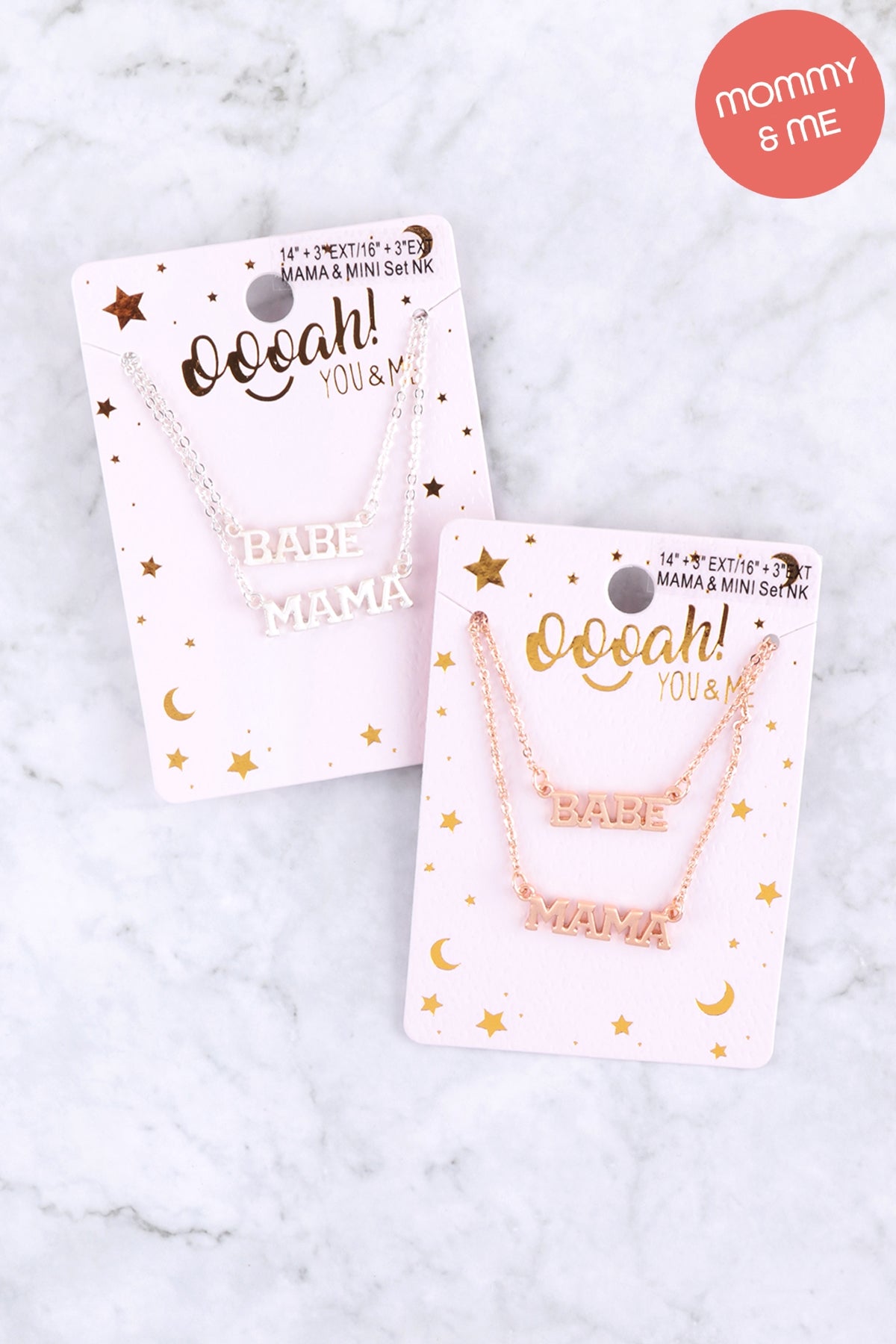 14" "Babe" w/ 16" "Mama" 2 Set Layered Necklace