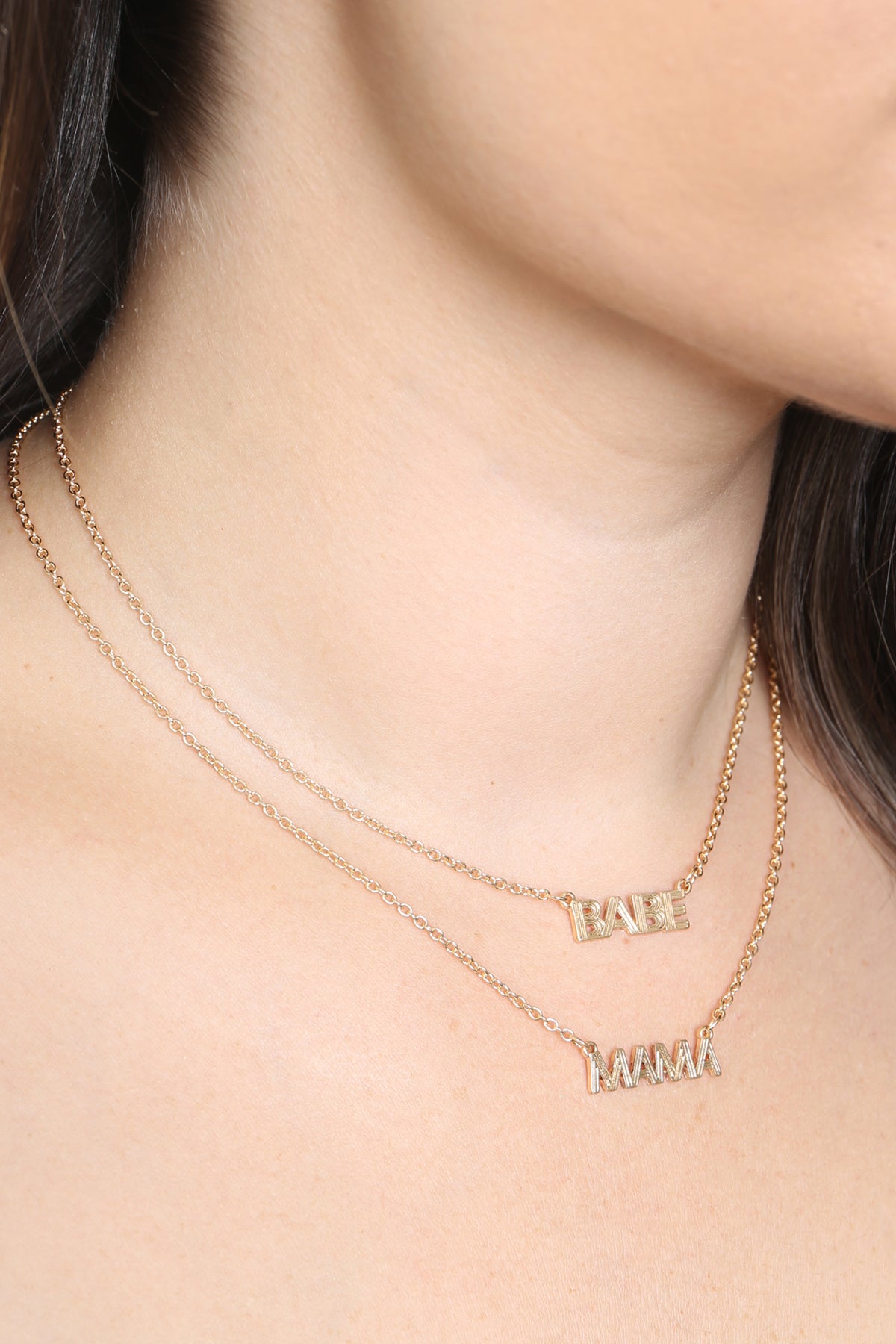 14" "Mini" with 16" "Mama" 2 Set Layered Necklace
