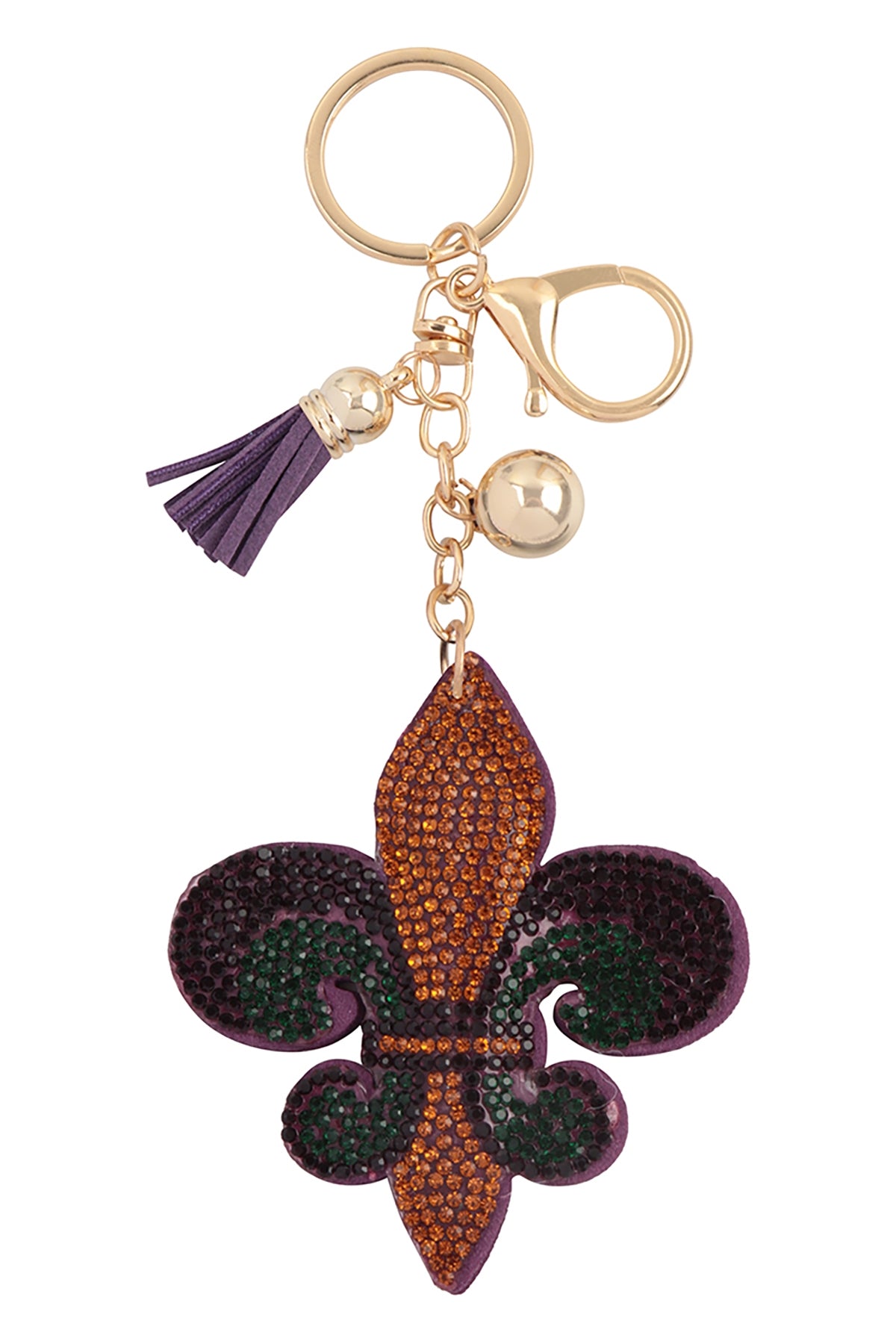 Fleur De Lis Rhinestone Tassel Keychain