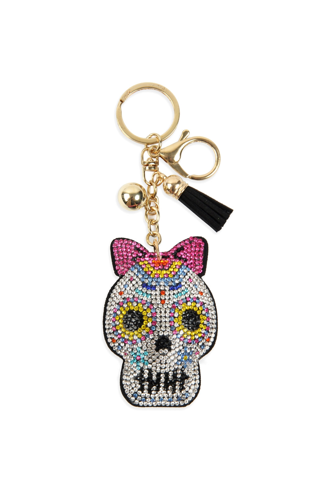 Sugar Skull Girl Tassel Rhinestone Keychain