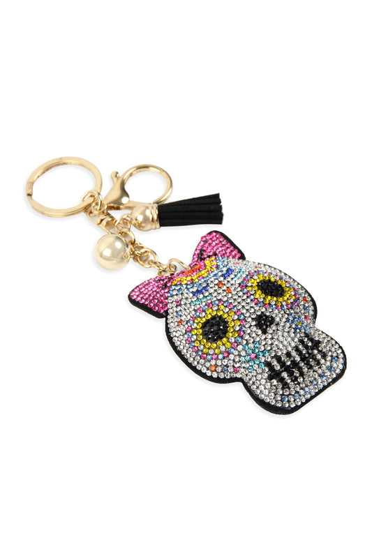 Sugar Skull Girl Tassel Rhinestone Keychain