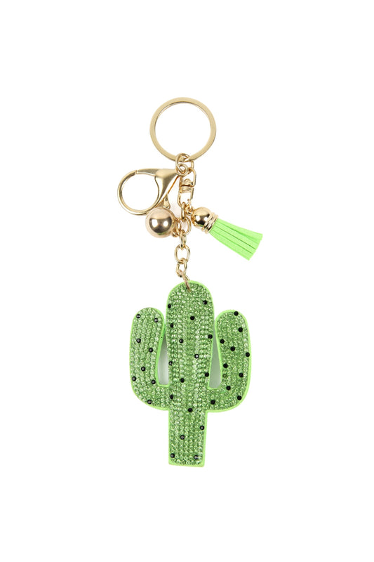 Cactus Tassel Rhinestone Keychain