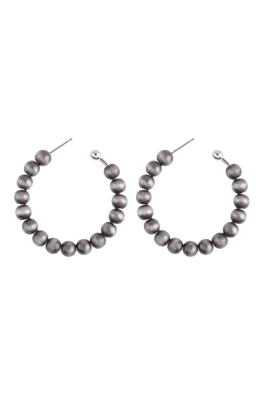 Hoop Beaded Earrings Burnish Silver