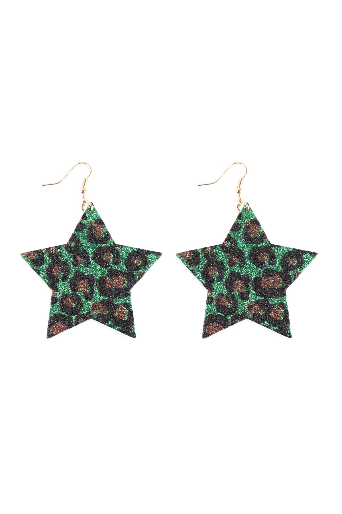 Leopard Print Genuine Leather Star Earrings