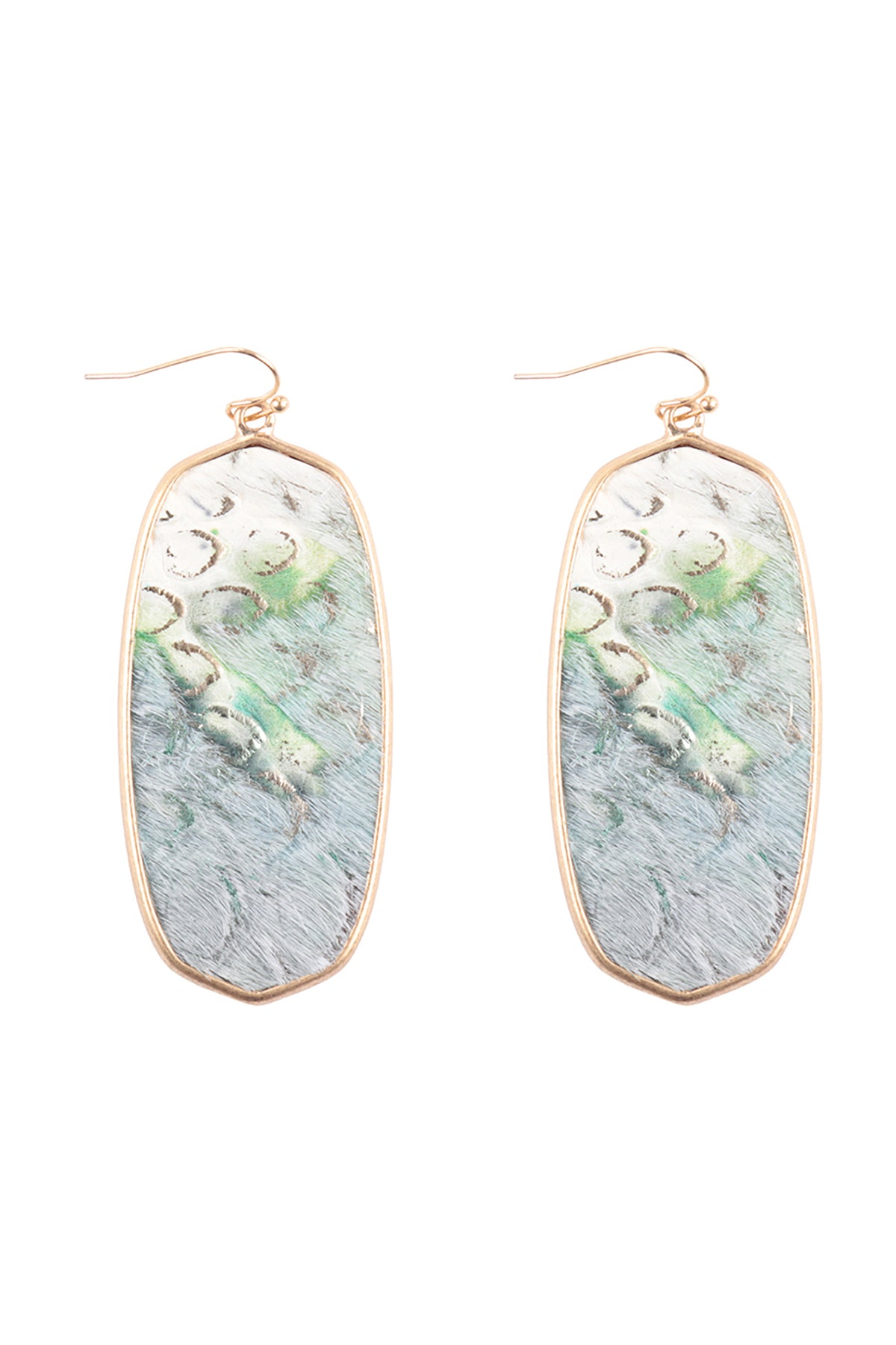 Oval Leather Drop Fish Hook Earrings