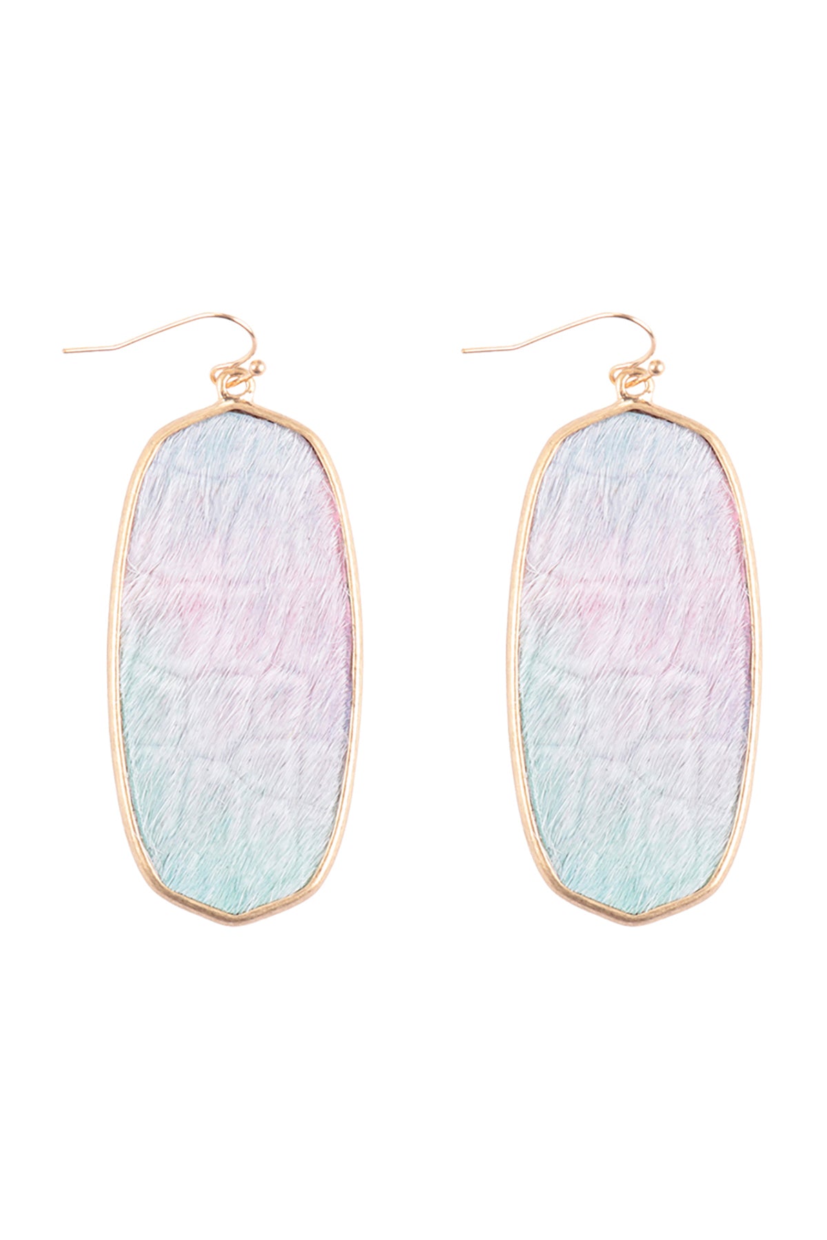 Oval Leather Drop Fish Hook Earrings