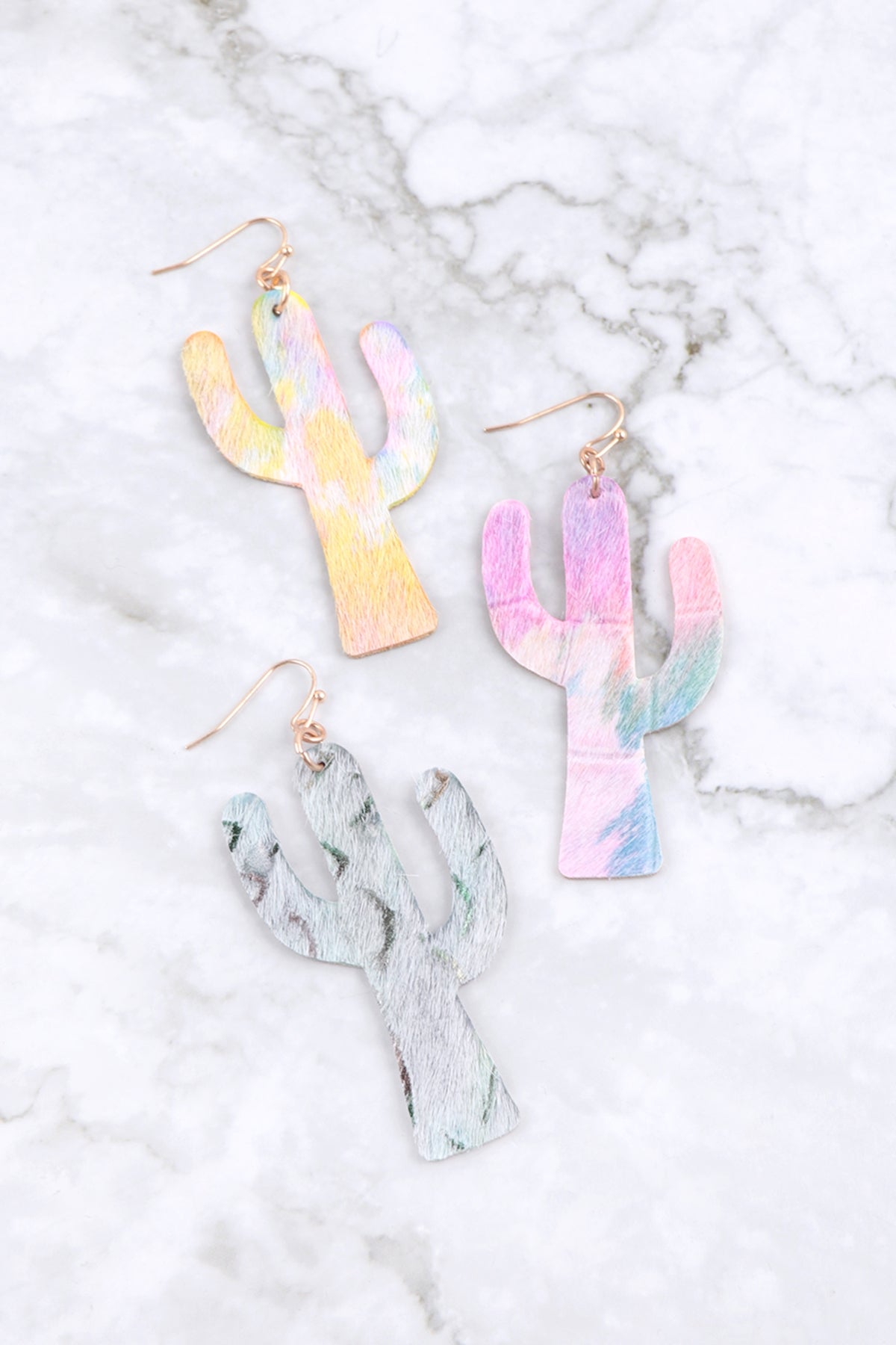 Cactus Leather Drop Fish Hook Earrings