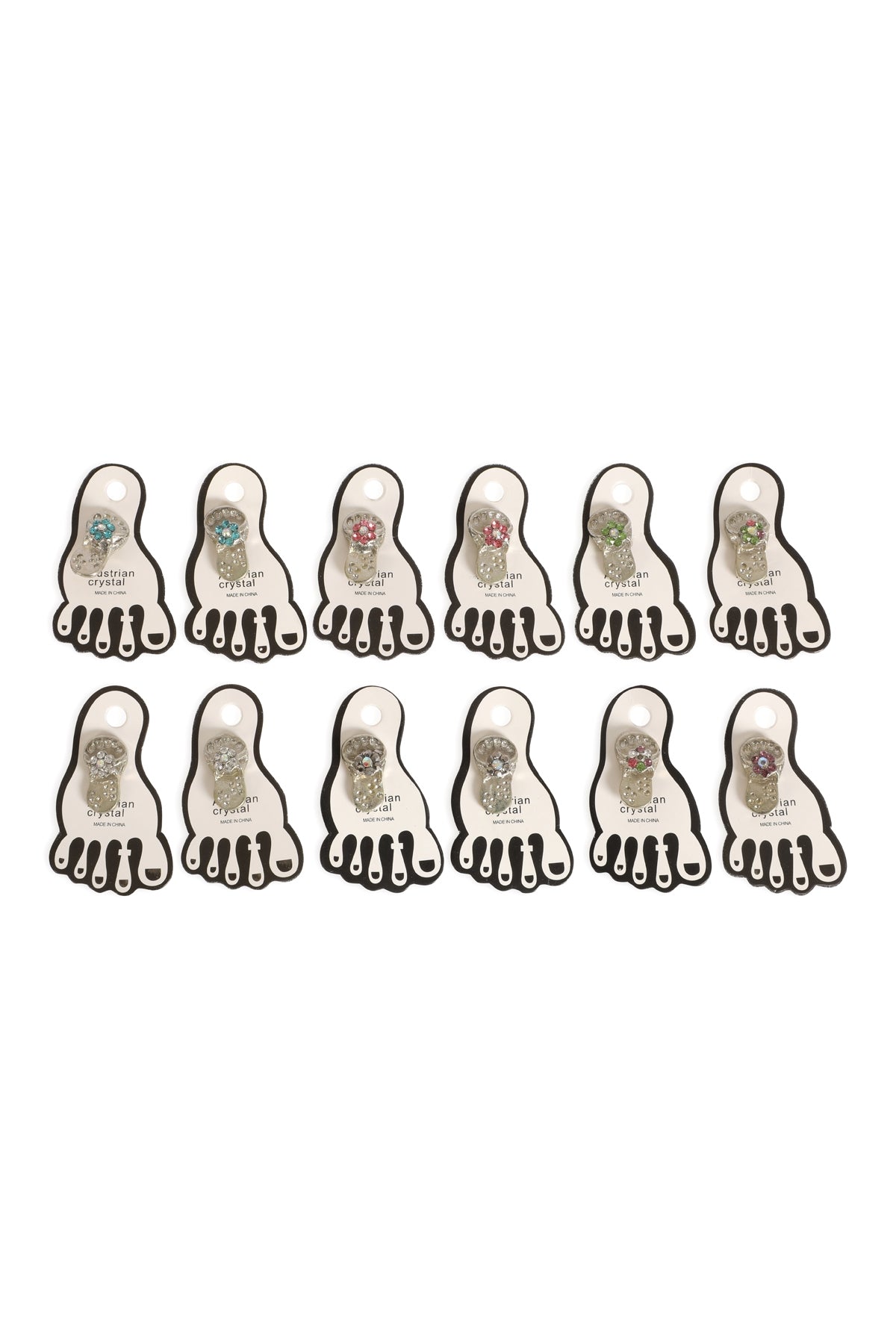 Foot Shape with Flower Rhinestone Toe Ring