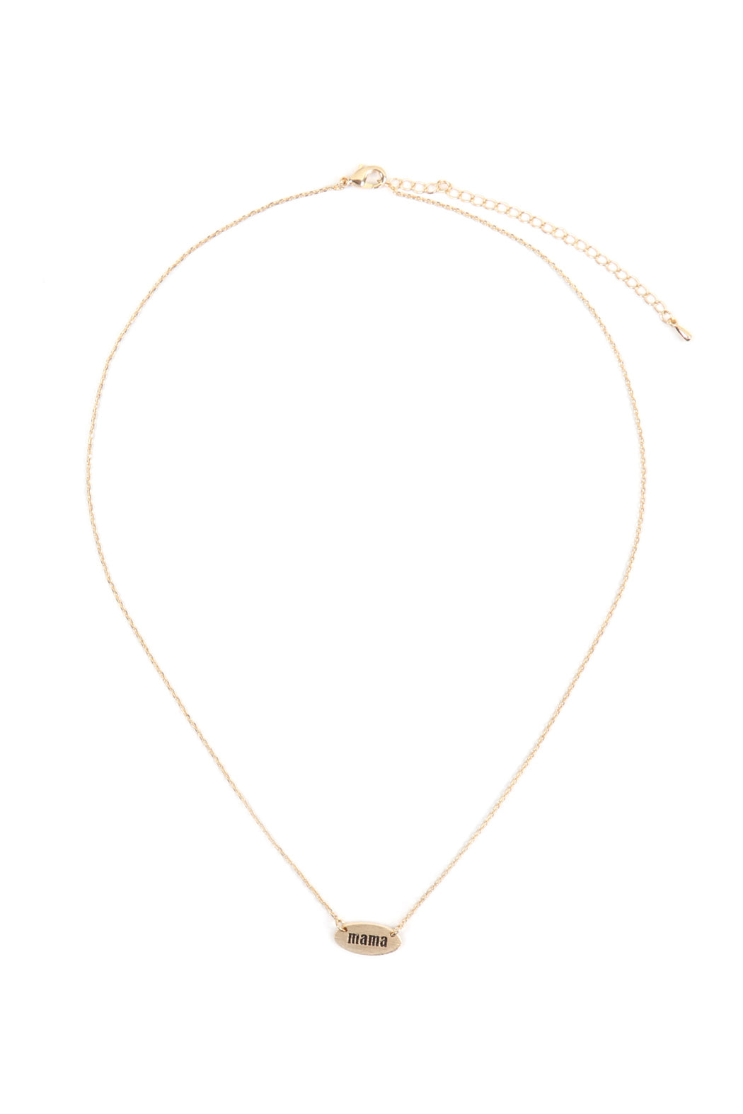 "MAMA" Oval Brass Chain Necklace