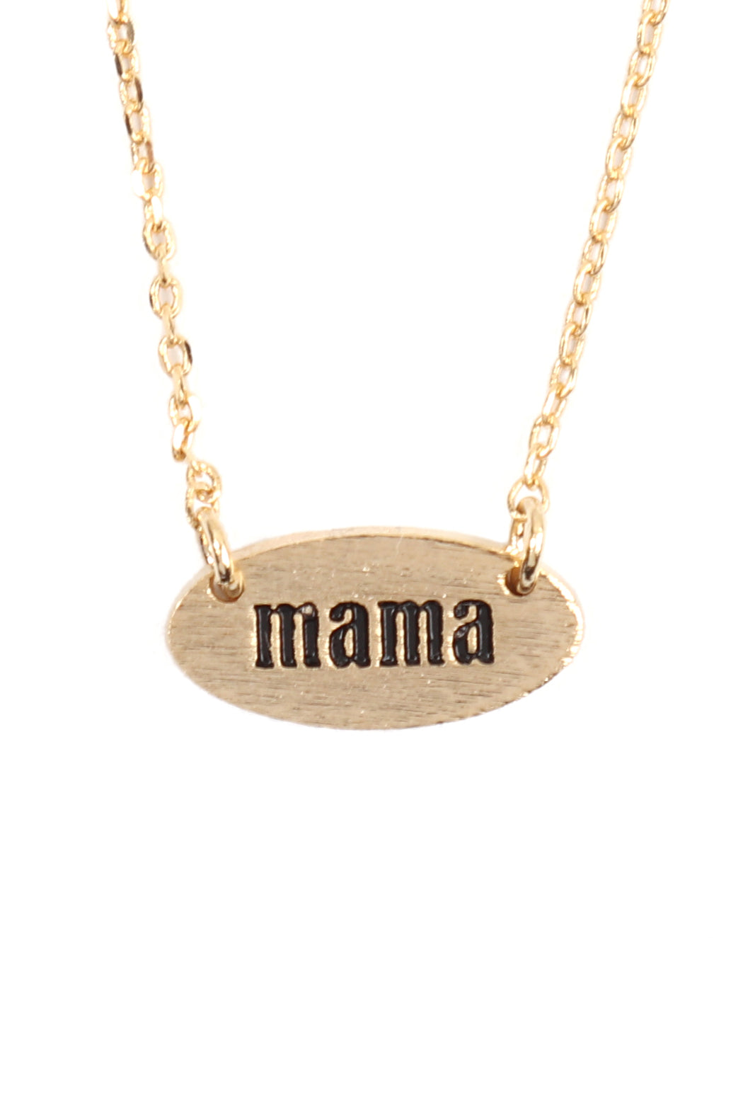 "MAMA" Oval Brass Chain Necklace