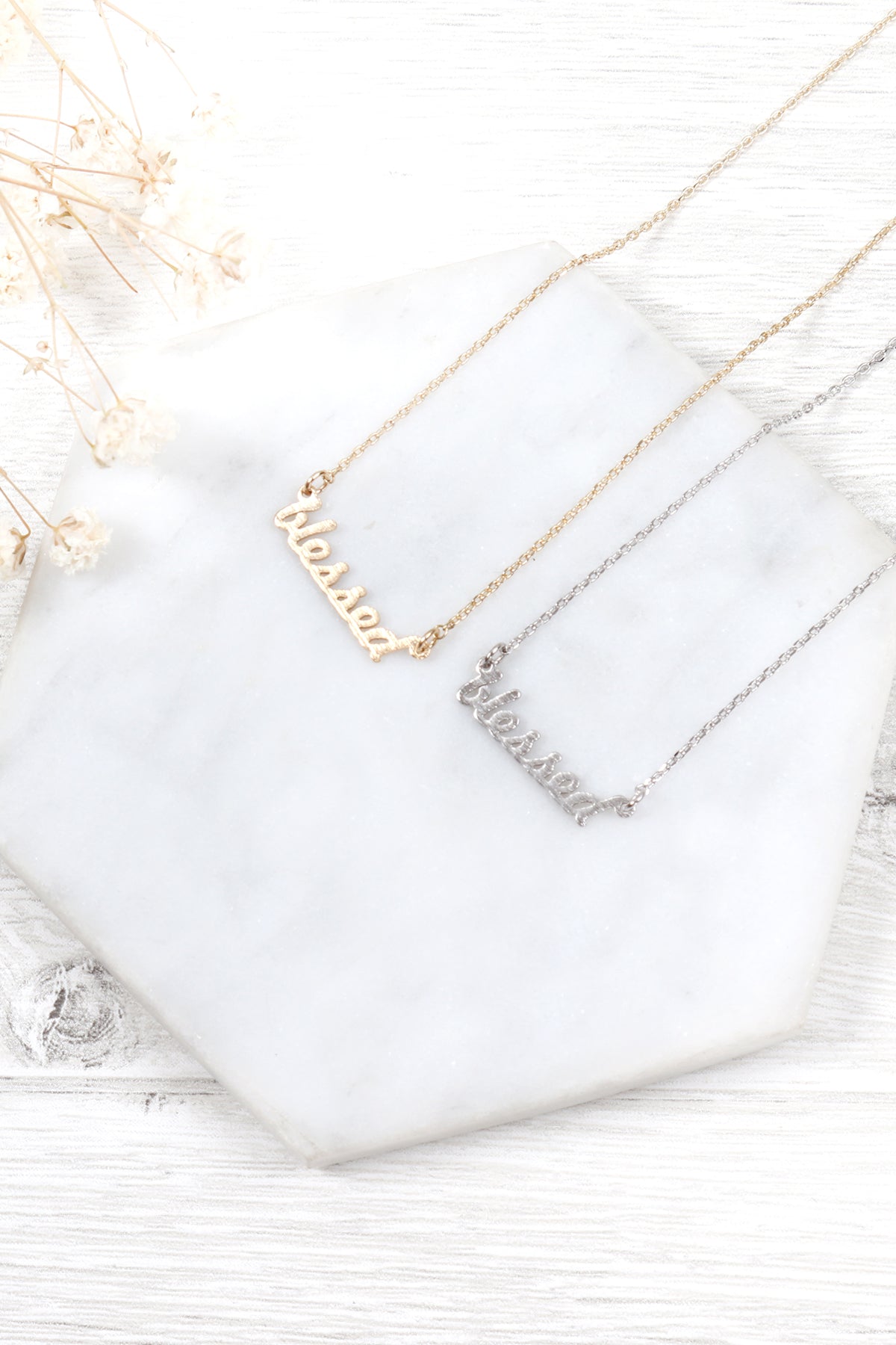 "Blessed" Script Chain Necklace