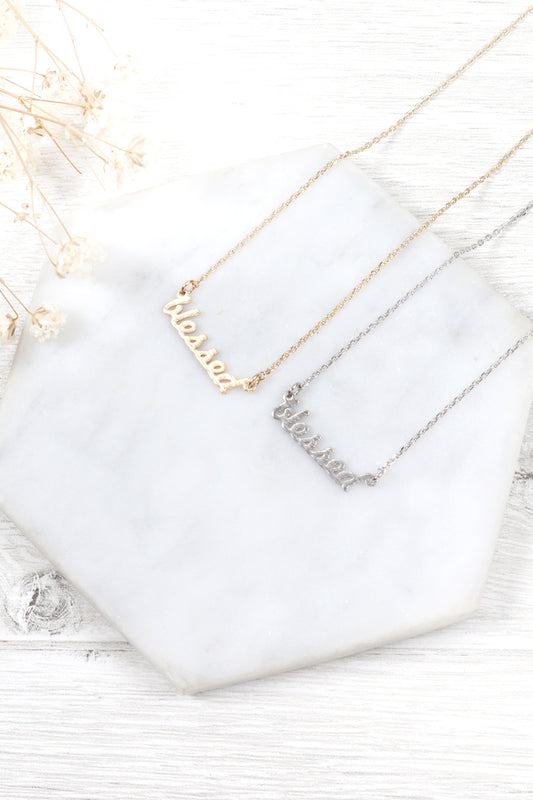 "Blessed" Script Chain Necklace