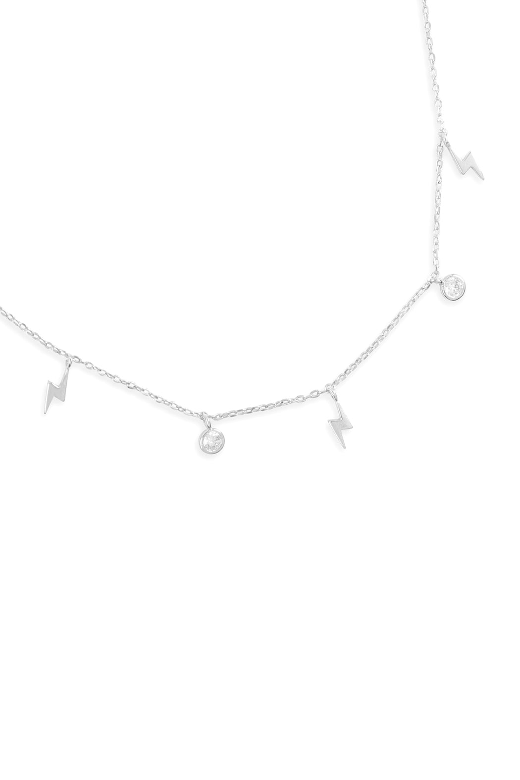 Lightning Zirconia Dainty Chain Necklace
