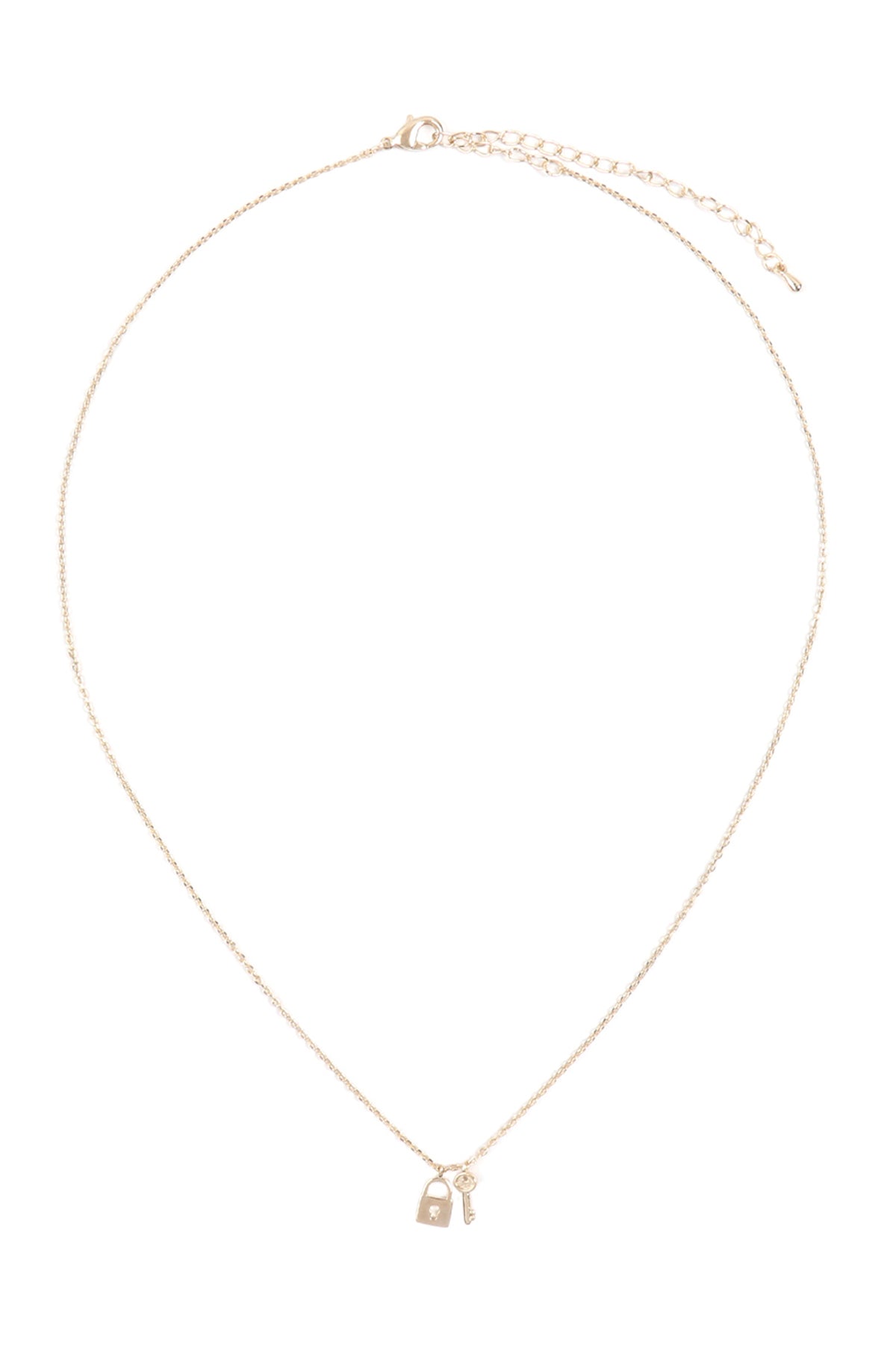 Gold Key and Lock Side By Side Necklace