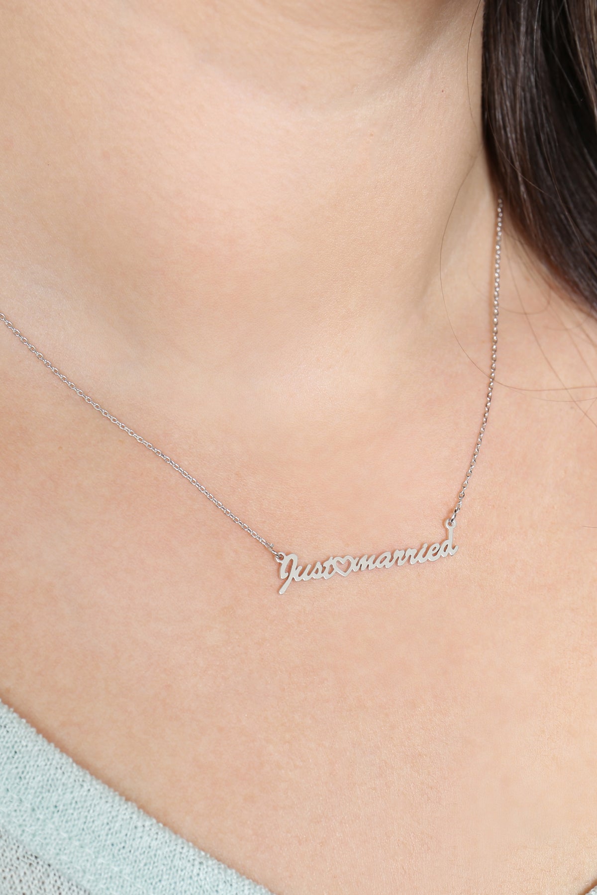 "Just Married" Script Letter Necklace