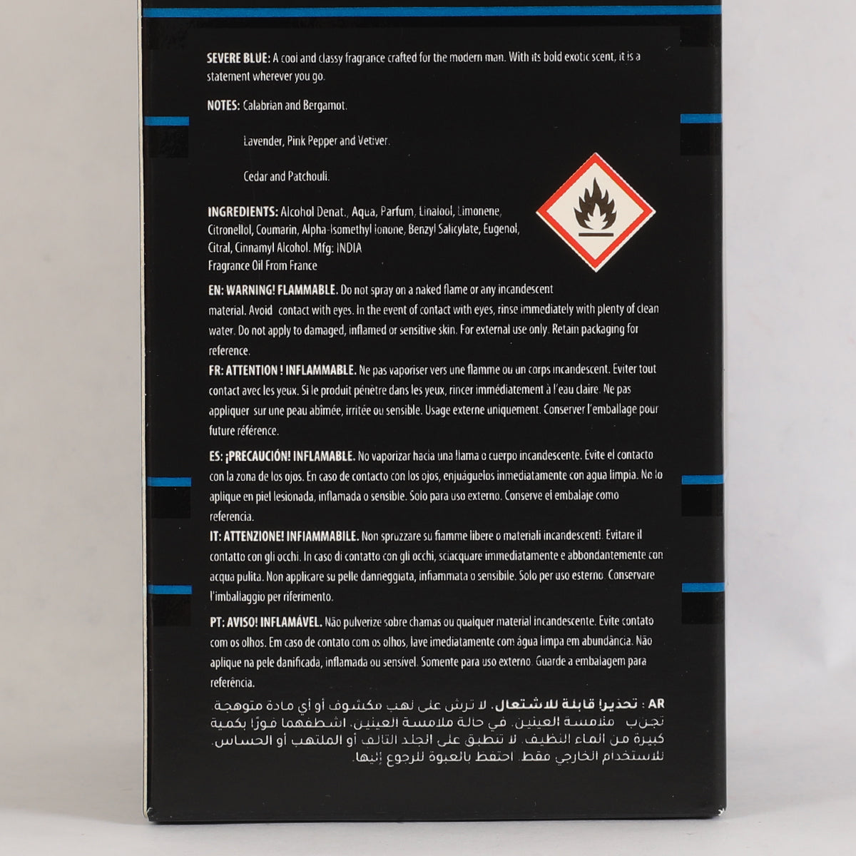 Severe Blue Pour Homme Spray Perfume Eau De Parfum For Men - 100ML/3.4FL.OZ.