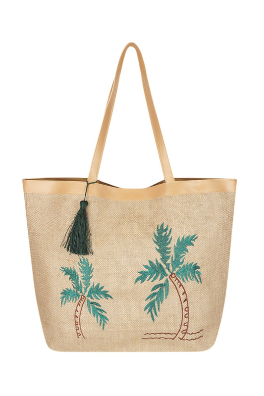 Embroidered Palm Tree Bag