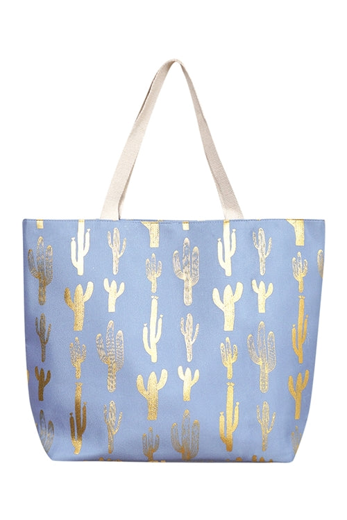 Gold Foil Cactus Beach Bag