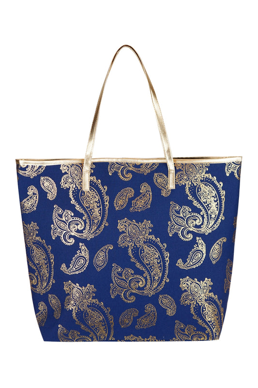 Gold Foil Paisley Tote Bag