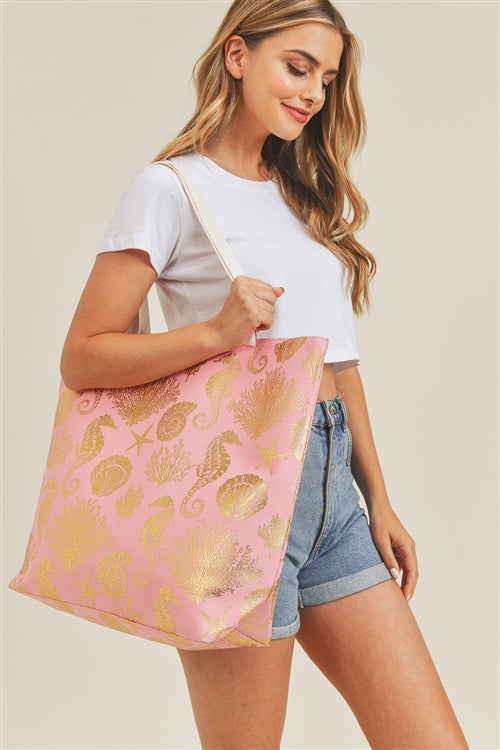 Gold Foil Sea Life Tote Bag