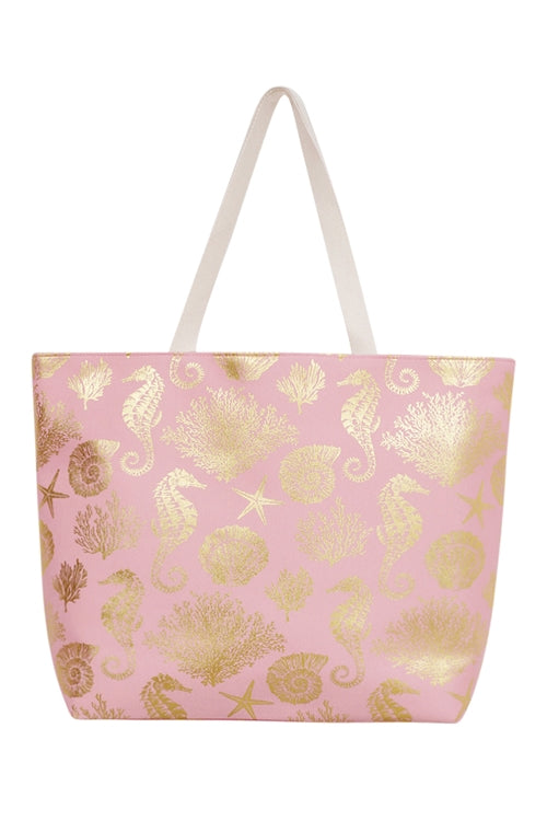 Gold Foil Sea Life Tote Bag