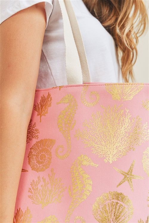Gold Foil Sea Life Tote Bag
