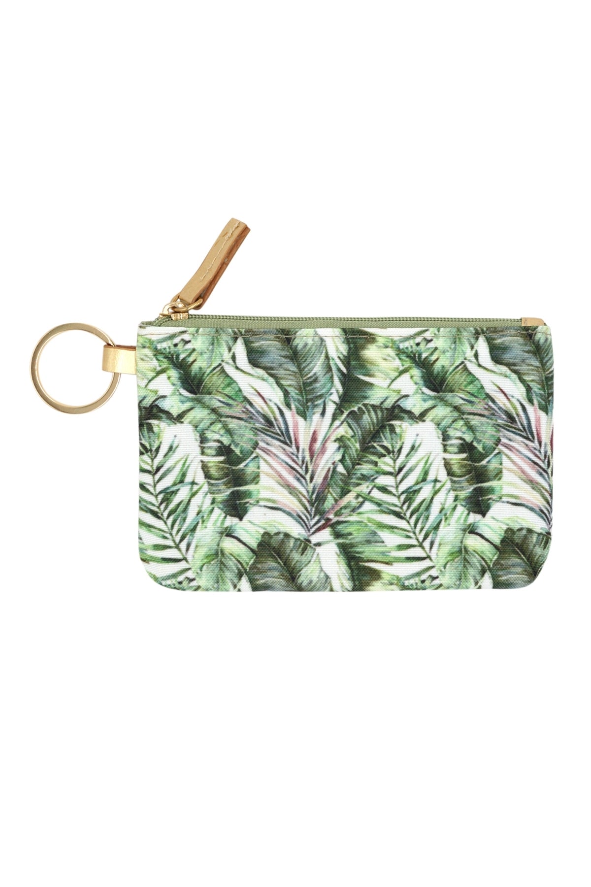 Hand Drawn Tropical Leaves ID Wallet And Detachable Lanyard