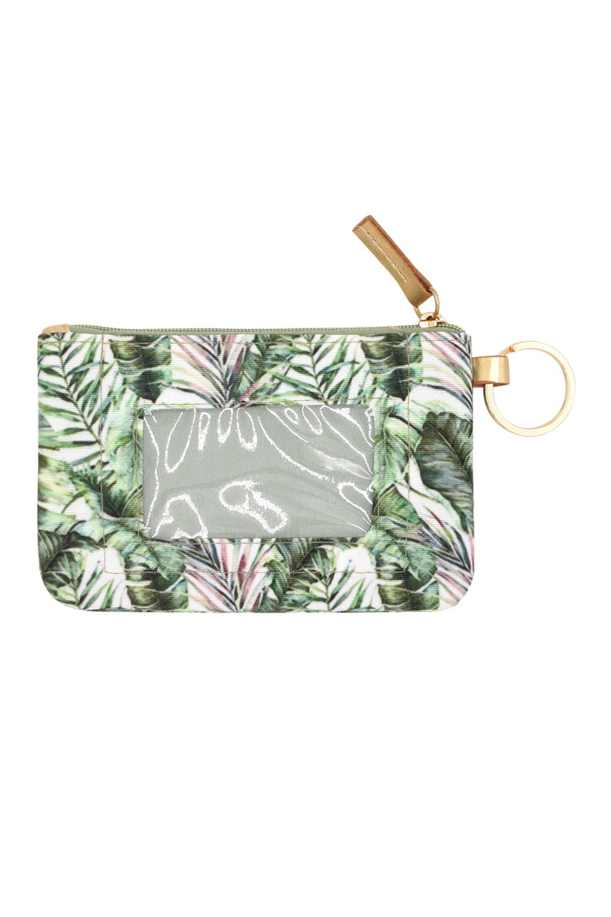 Hand Drawn Tropical Leaves ID Wallet And Detachable Lanyard