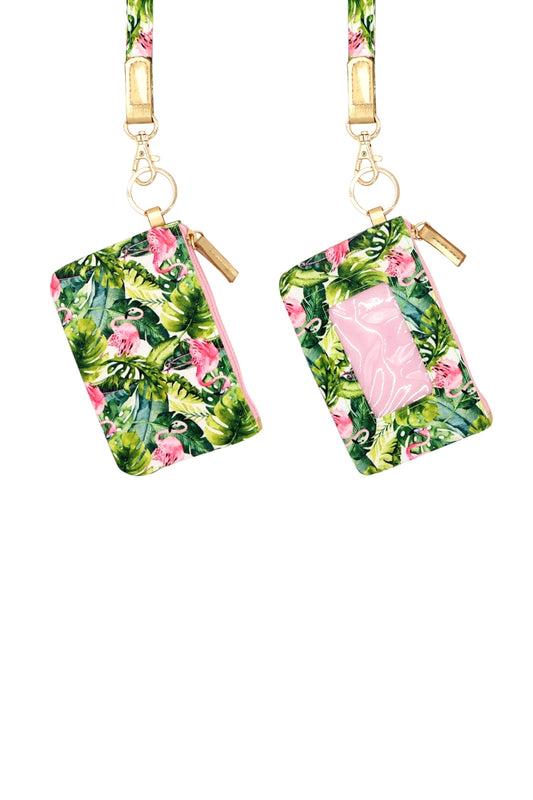 Tropical Flamingo ID Wallet And Detachable Lanyard